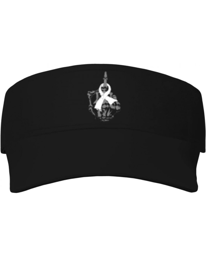 Sun Visors Fuck Lung Cancer Middle Finger White Ribbon Sunscreen Sport Baseball Empty Top for Women Men $11.12 Visors