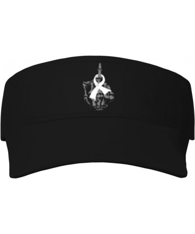 Sun Visors Fuck Lung Cancer Middle Finger White Ribbon Sunscreen Sport Baseball Empty Top for Women Men $11.12 Visors