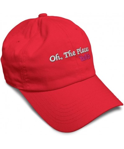 Soft Baseball Cap Oh The Places You'll Go Cotton Dad Hats for Men & Women Red $13.05 Baseball Caps