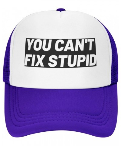 You Can't Fix Stupid Baseball Hats for Men Adjustable Gift for Women Trucker Cap Purple $10.88 Baseball Caps