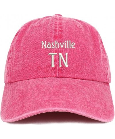 Nashville TN Embroidered Pigment Dyed Washed Baseball Cap Fuchsia $13.49 Baseball Caps