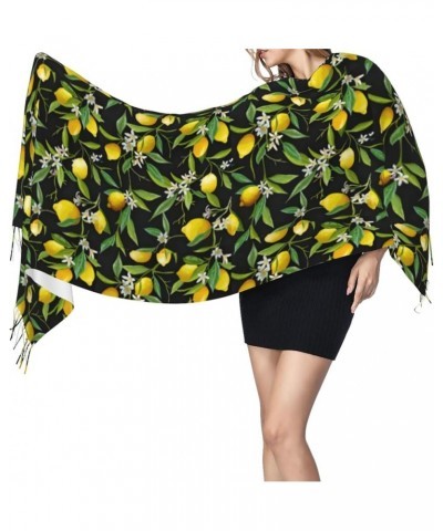 Summer Lemon Print Classic Shawl Tassel Scarf Long Pile Cashmere Winter Warm Shawl Scarf For Women Lemon and Flower $16.75 Sc...