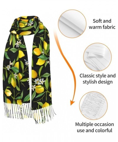 Summer Lemon Print Classic Shawl Tassel Scarf Long Pile Cashmere Winter Warm Shawl Scarf For Women Lemon and Flower $16.75 Sc...