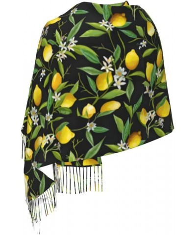 Summer Lemon Print Classic Shawl Tassel Scarf Long Pile Cashmere Winter Warm Shawl Scarf For Women Lemon and Flower $16.75 Sc...