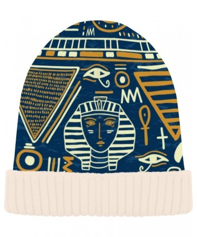 Beanie Hat Slouchy for Women Men Ancient Egyptian Pattern Print Double Side Wear Skully Cap Knitting Kit Thick Soft Warm for ...