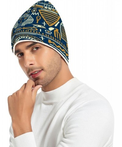 Beanie Hat Slouchy for Women Men Ancient Egyptian Pattern Print Double Side Wear Skully Cap Knitting Kit Thick Soft Warm for ...