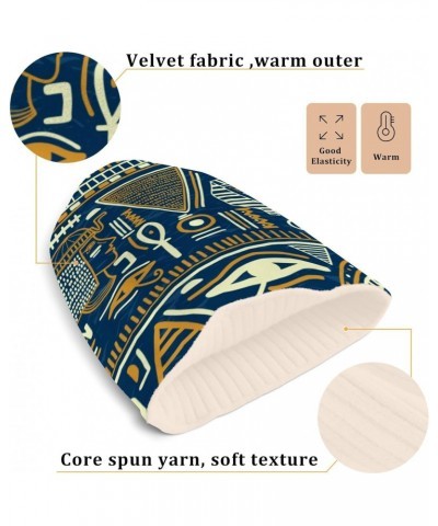 Beanie Hat Slouchy for Women Men Ancient Egyptian Pattern Print Double Side Wear Skully Cap Knitting Kit Thick Soft Warm for ...