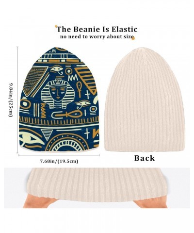 Beanie Hat Slouchy for Women Men Ancient Egyptian Pattern Print Double Side Wear Skully Cap Knitting Kit Thick Soft Warm for ...