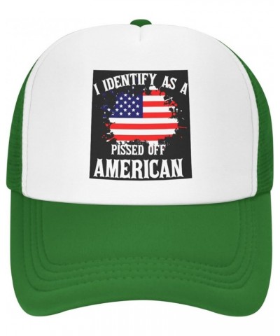 I Identifys As A Pissed Off American Mesh Trucker Hat Women Baseball Cap for Men Golf Dad Hat Snapback Hat Black Green $10.45...