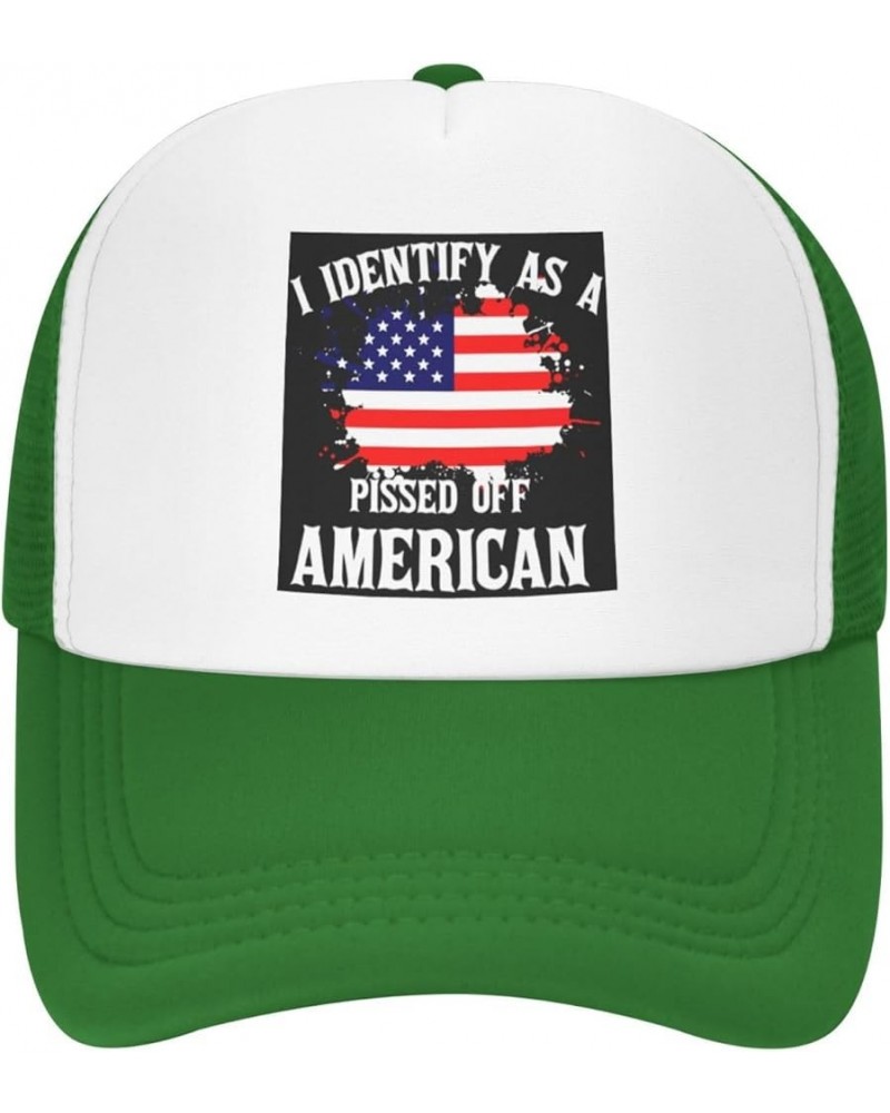 I Identifys As A Pissed Off American Mesh Trucker Hat Women Baseball Cap for Men Golf Dad Hat Snapback Hat Black Green $10.45...