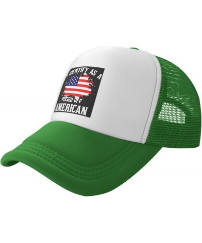 I Identifys As A Pissed Off American Mesh Trucker Hat Women Baseball Cap for Men Golf Dad Hat Snapback Hat Black Green $10.45...