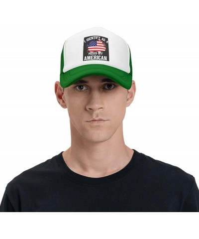 I Identifys As A Pissed Off American Mesh Trucker Hat Women Baseball Cap for Men Golf Dad Hat Snapback Hat Black Green $10.45...