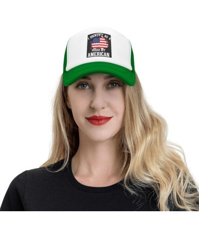 I Identifys As A Pissed Off American Mesh Trucker Hat Women Baseball Cap for Men Golf Dad Hat Snapback Hat Black Green $10.45...