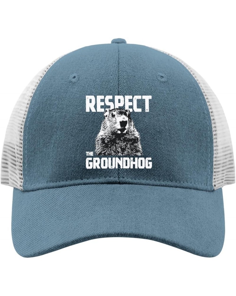 Respect The Groundhog Hats Sports Hat Hats for Men Baseball Cap Gifts for Boyfriends Workout Hats Skyblue $9.44 Sun Hats