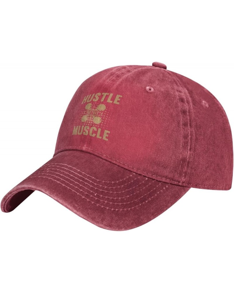 Hustle for That Muscle Dad Hat Vintage Baseball Cap for Men Women Hats Gifts Trucker Caps Red $12.74 Baseball Caps