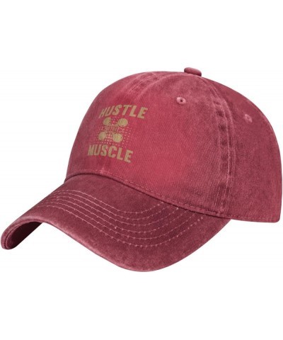 Hustle for That Muscle Dad Hat Vintage Baseball Cap for Men Women Hats Gifts Trucker Caps Red $12.74 Baseball Caps