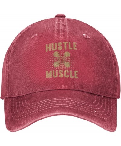 Hustle for That Muscle Dad Hat Vintage Baseball Cap for Men Women Hats Gifts Trucker Caps Red $12.74 Baseball Caps