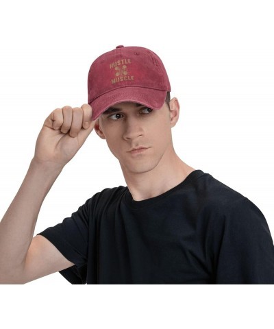 Hustle for That Muscle Dad Hat Vintage Baseball Cap for Men Women Hats Gifts Trucker Caps Red $12.74 Baseball Caps