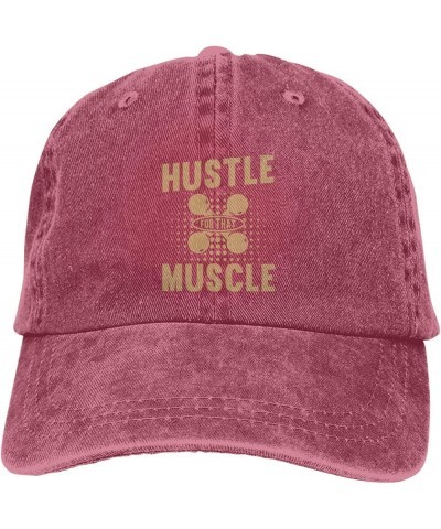 Hustle for That Muscle Dad Hat Vintage Baseball Cap for Men Women Hats Gifts Trucker Caps Red $12.74 Baseball Caps