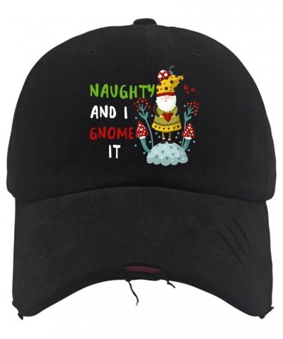 Hats for Women Christmas Hats for Women Cool Caps Light Weight Naughtyy and I Gnomee It Visor Hat Allblack $12.89 Baseball Caps