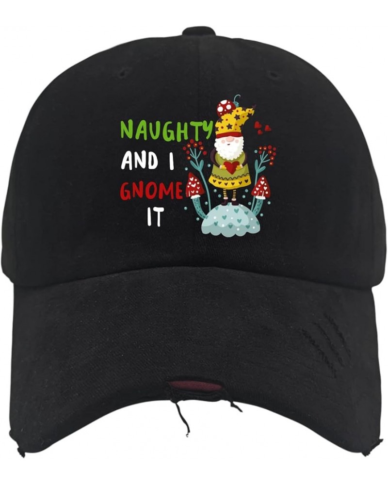 Hats for Women Christmas Hats for Women Cool Caps Light Weight Naughtyy and I Gnomee It Visor Hat Allblack $12.89 Baseball Caps