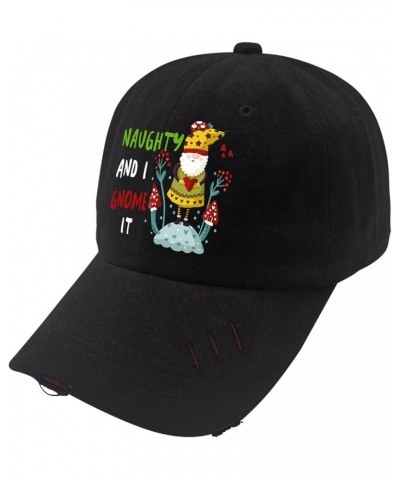 Hats for Women Christmas Hats for Women Cool Caps Light Weight Naughtyy and I Gnomee It Visor Hat Allblack $12.89 Baseball Caps