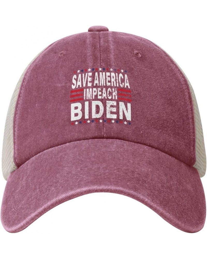 Save America Impeach Biden Cowboy Hat Men Vintage Mesh Baseball Cap Women Dad Hat Sun Hat Trucker Hat Black Red $9.25 Basebal...