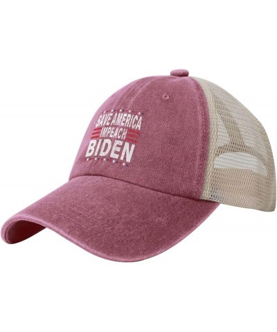 Save America Impeach Biden Cowboy Hat Men Vintage Mesh Baseball Cap Women Dad Hat Sun Hat Trucker Hat Black Red $9.25 Basebal...