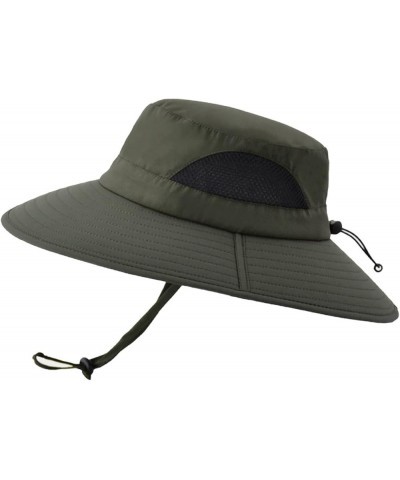 Men Mountaineering Fishing Solid Color Hood Rope Outdoor Shade Foldable Casual Breathable Bucket Hat Functional Army Green-a ...