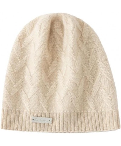 Cashmere Beanie Hats for Women Winter Hat Soft Warm Knitted Casual Cap Jacquard Skullies Beanies 26 Beige $19.45 Skullies & B...