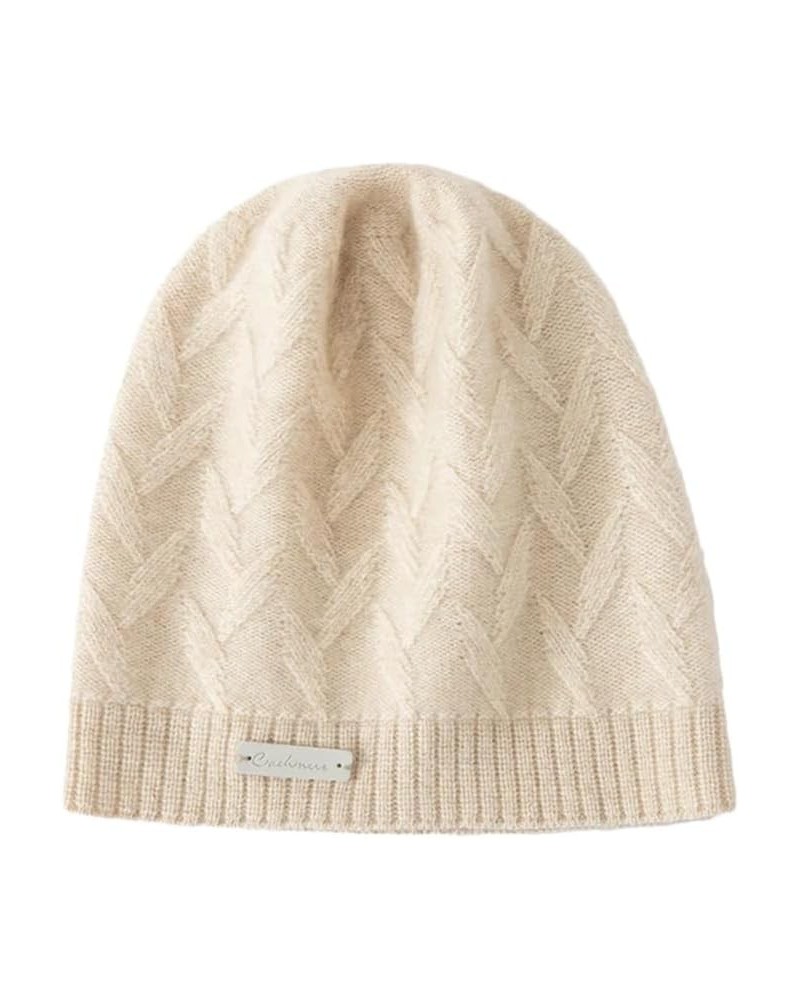 Cashmere Beanie Hats for Women Winter Hat Soft Warm Knitted Casual Cap Jacquard Skullies Beanies 26 Beige $19.45 Skullies & B...