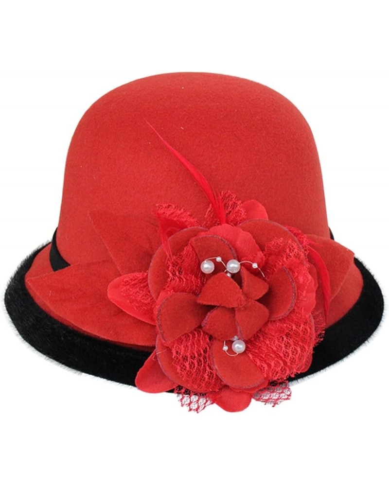 Women's Vintage Cloche Hat Winter Floral Fedora Bucket Hat Bowler Hats Church Wedding Dress Fisherman Cap E $7.95 Fedoras