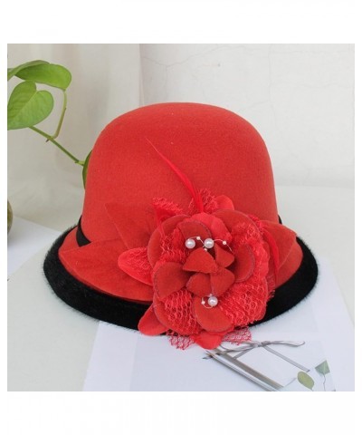 Women's Vintage Cloche Hat Winter Floral Fedora Bucket Hat Bowler Hats Church Wedding Dress Fisherman Cap E $7.95 Fedoras