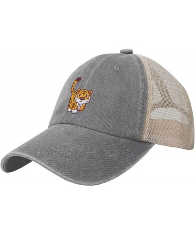 Cool Tiger Baseball Cap Women Men Mesh Back Hats Vintage Cowboy Hat Dad Caps Gray $10.41 Cowboy Hats