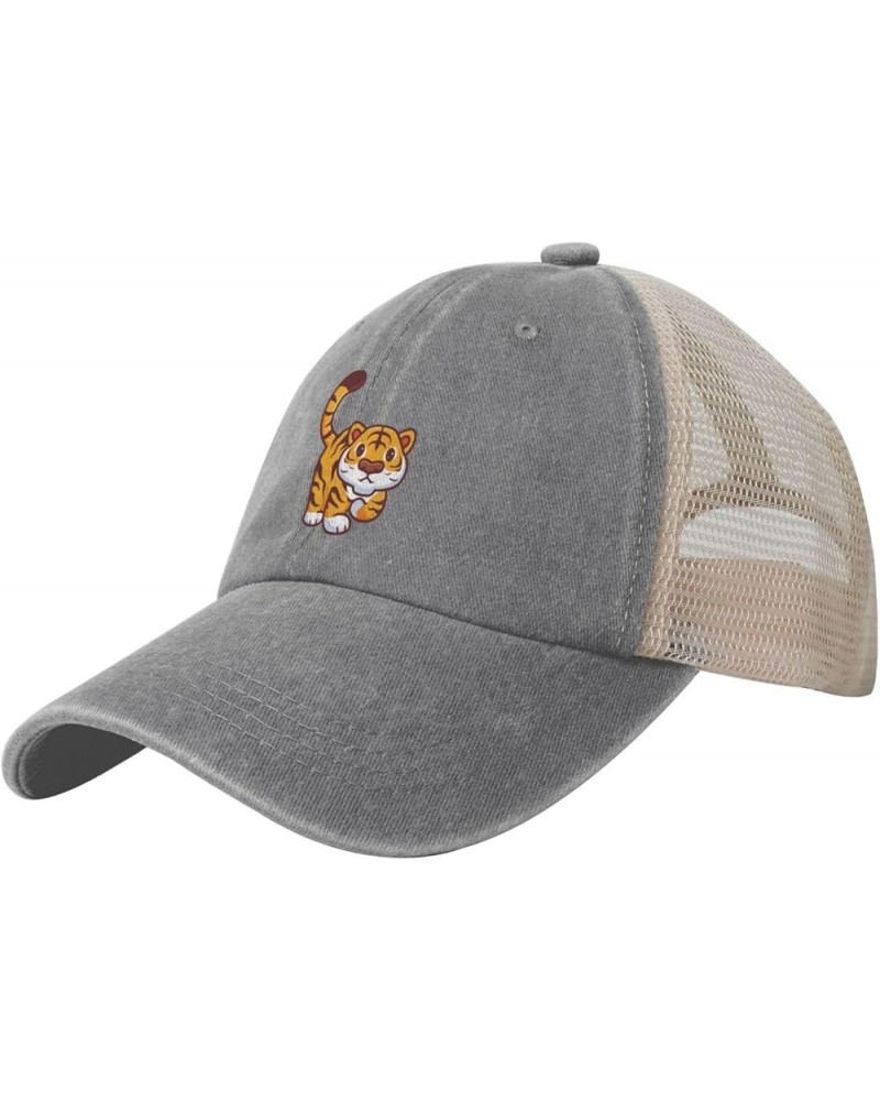 Cool Tiger Baseball Cap Women Men Mesh Back Hats Vintage Cowboy Hat Dad Caps Gray $10.41 Cowboy Hats