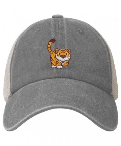 Cool Tiger Baseball Cap Women Men Mesh Back Hats Vintage Cowboy Hat Dad Caps Gray $10.41 Cowboy Hats