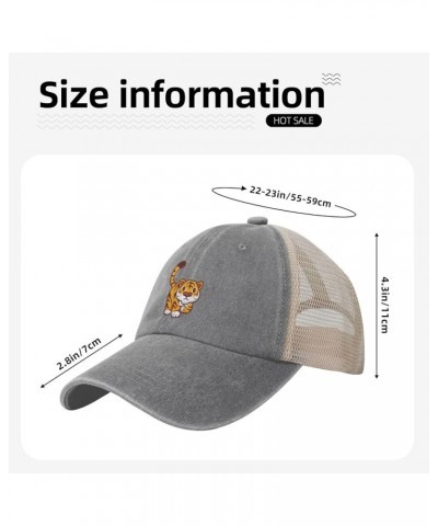 Cool Tiger Baseball Cap Women Men Mesh Back Hats Vintage Cowboy Hat Dad Caps Gray $10.41 Cowboy Hats