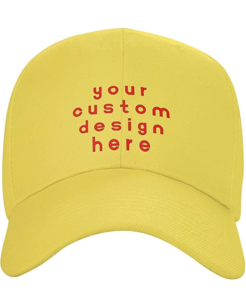 Custom Hat Add Your Name Logo Text Photo Personalized Baseball Hats Yellow $7.77 Baseball Caps