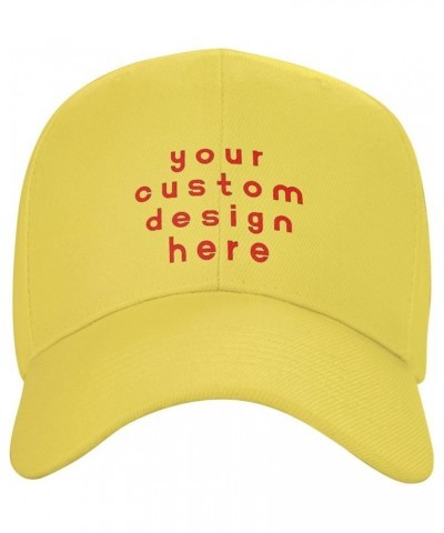 Custom Hat Add Your Name Logo Text Photo Personalized Baseball Hats Yellow $7.77 Baseball Caps