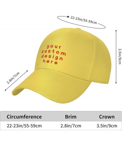 Custom Hat Add Your Name Logo Text Photo Personalized Baseball Hats Yellow $7.77 Baseball Caps