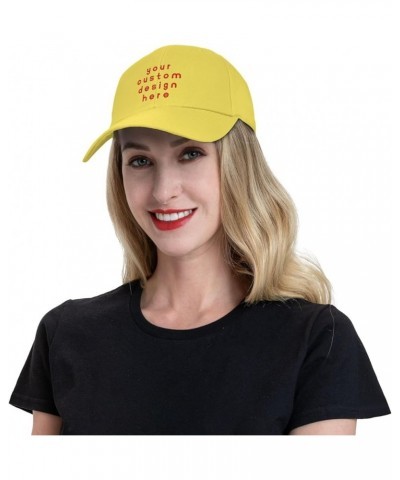 Custom Hat Add Your Name Logo Text Photo Personalized Baseball Hats Yellow $7.77 Baseball Caps