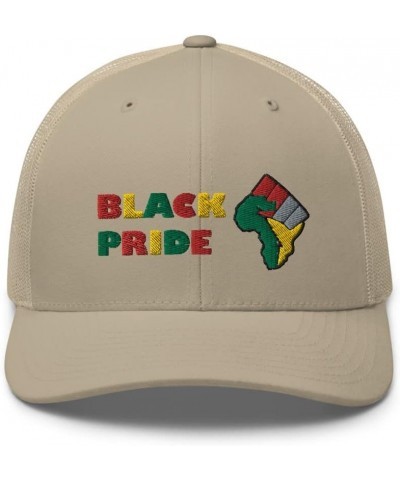 Black Pride, African Pride, Black Power Embroidered Trucker Cap Khaki $18.59 Baseball Caps