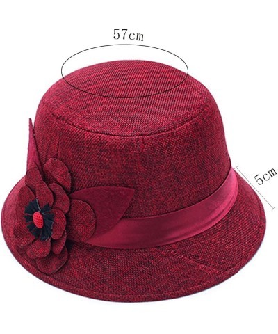 Womens Linen Sunshade Hat Sunscreen Breathable Big Flower Princess Straw Hat Ear Warming Cap Coffee $8.15 Sun Hats