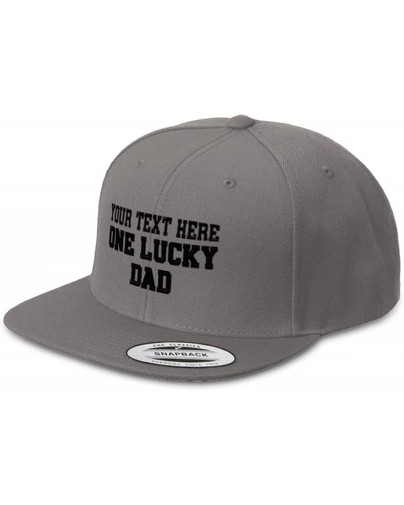 Snapback Hats for Men & Women 1 Lucky Dad Blessed Family A Dad Acrylic Dark Grey Personalized Text Here $19.59 Baseball Caps