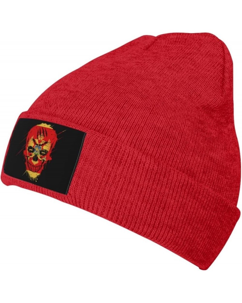 Creative Montenegro Patriot Skull National Flag Beanie Hat for Men Women Knit Skull Cap Warm Hats Black Knitted Caps Red $11....