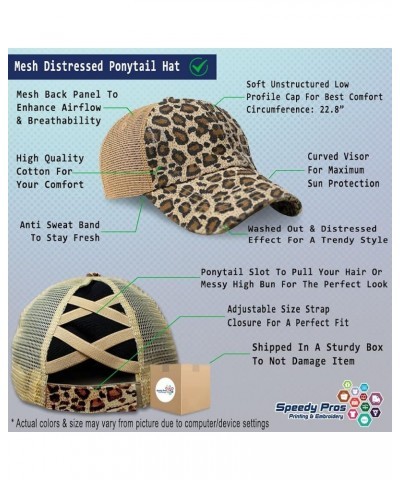 Custom Womens Ponytail Cap Author Book Cotton Reading Distressed Trucker Hat Leopard Design Only $15.07 Baseball Caps