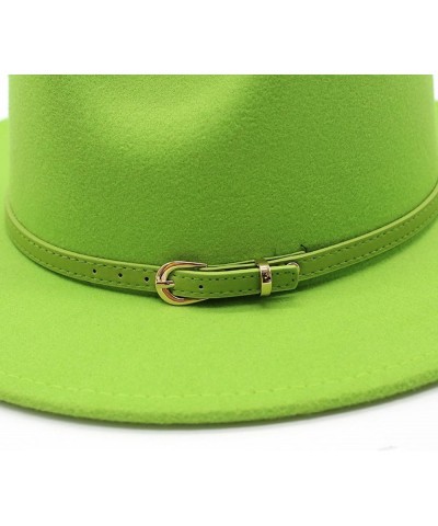 Women's Floppy Fedora Hat, Wide Brim Panama Hat with Belt Buckle Solid Color Wool Felt Wedding Summer Hats Red2 $15.37 Fedoras