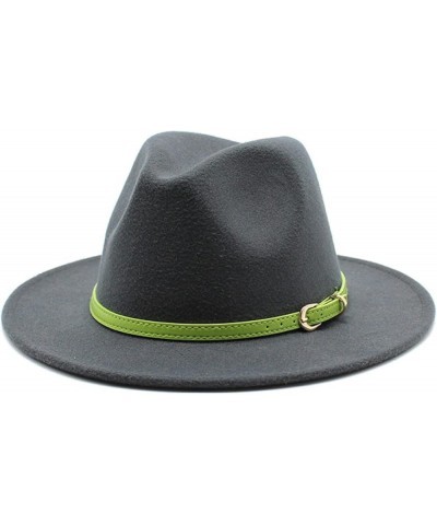 Women's Floppy Fedora Hat, Wide Brim Panama Hat with Belt Buckle Solid Color Wool Felt Wedding Summer Hats Red2 $15.37 Fedoras