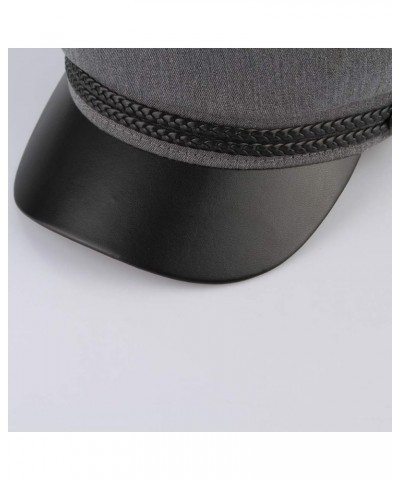 Fashion Flat Cap for Women Vintage Military Newsboy Cap Outdoor PU Leather Brim Visor Navy Hat Navy $14.39 Newsboy Caps