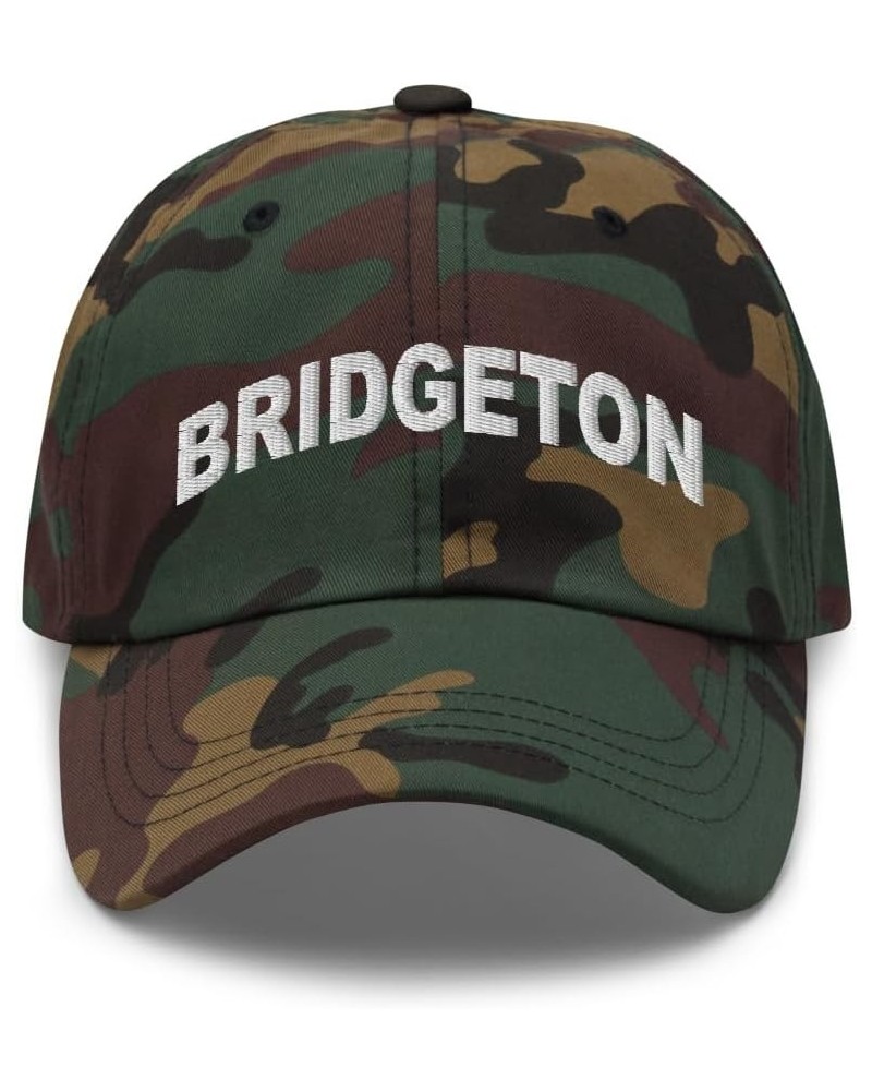 Bridgeton Michigan Hat Bridgeton MI Cap Embroidered Dad Hat Adjustable Strap Closure Unisex Green Camo $20.00 Baseball Caps